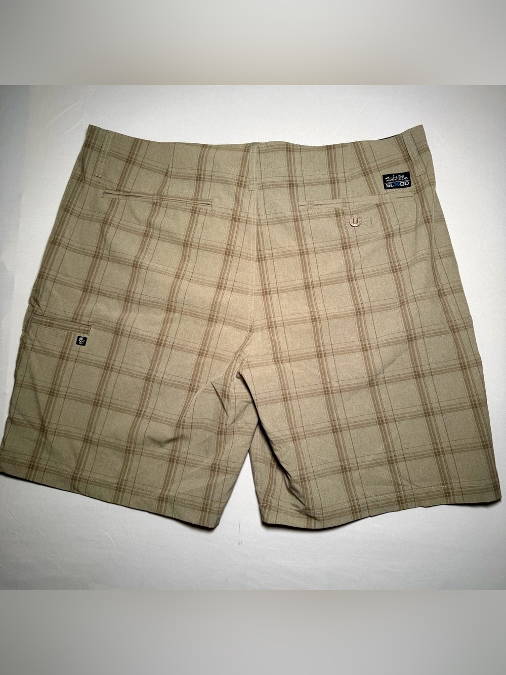 Salt Life Men's Plaid Brown SLX-QD Hybrid Board Shorts Sz 40 8” Inseam 20” Long